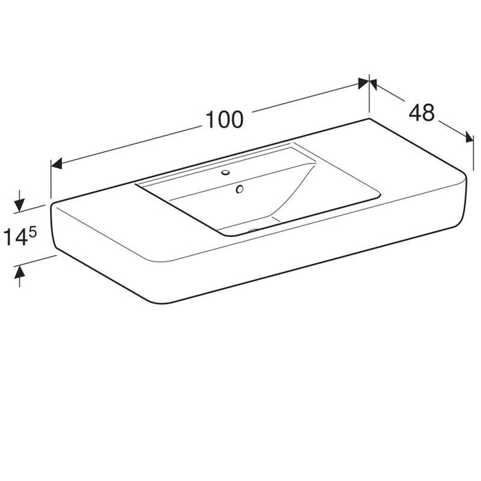 德國 Geberit Plan 100cm 大檯面式可壁掛面盆