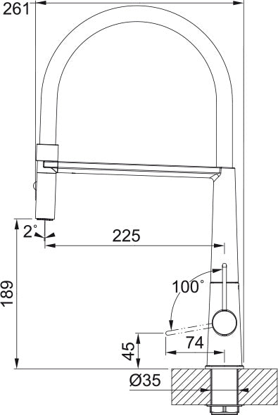 Franke Icon 下拉式廚房龍頭｜霧黑色｜兩段出水