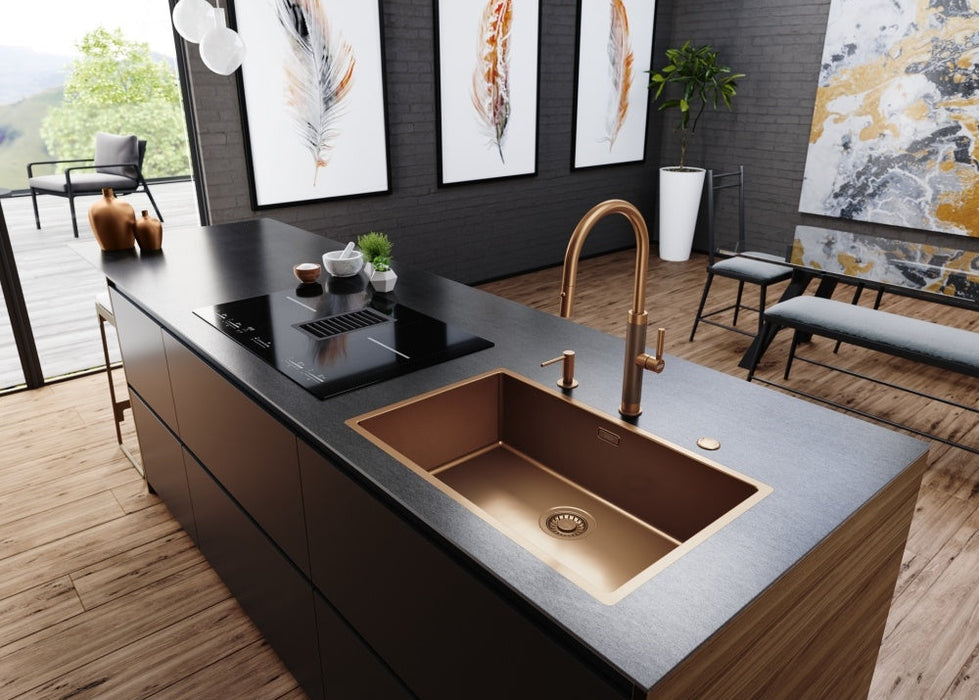 Franke Masterpiece 伸縮廚房龍頭(客製色)｜特殊刻紋手把