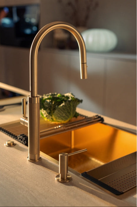 Franke Masterpiece 伸縮廚房龍頭(客製色)｜特殊刻紋手把