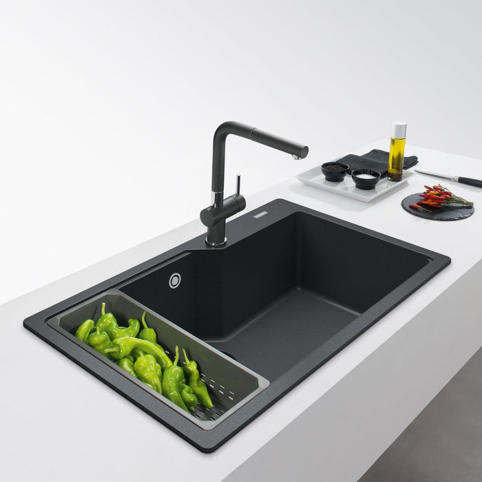 78cm 瑞士 Franke 花崗岩水槽(上嵌安裝)｜耐高溫280度，抗刮不吃色