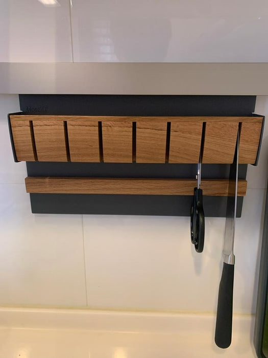 德國 MosaiQ 廚房磁吸刀架-橡木｜深色款