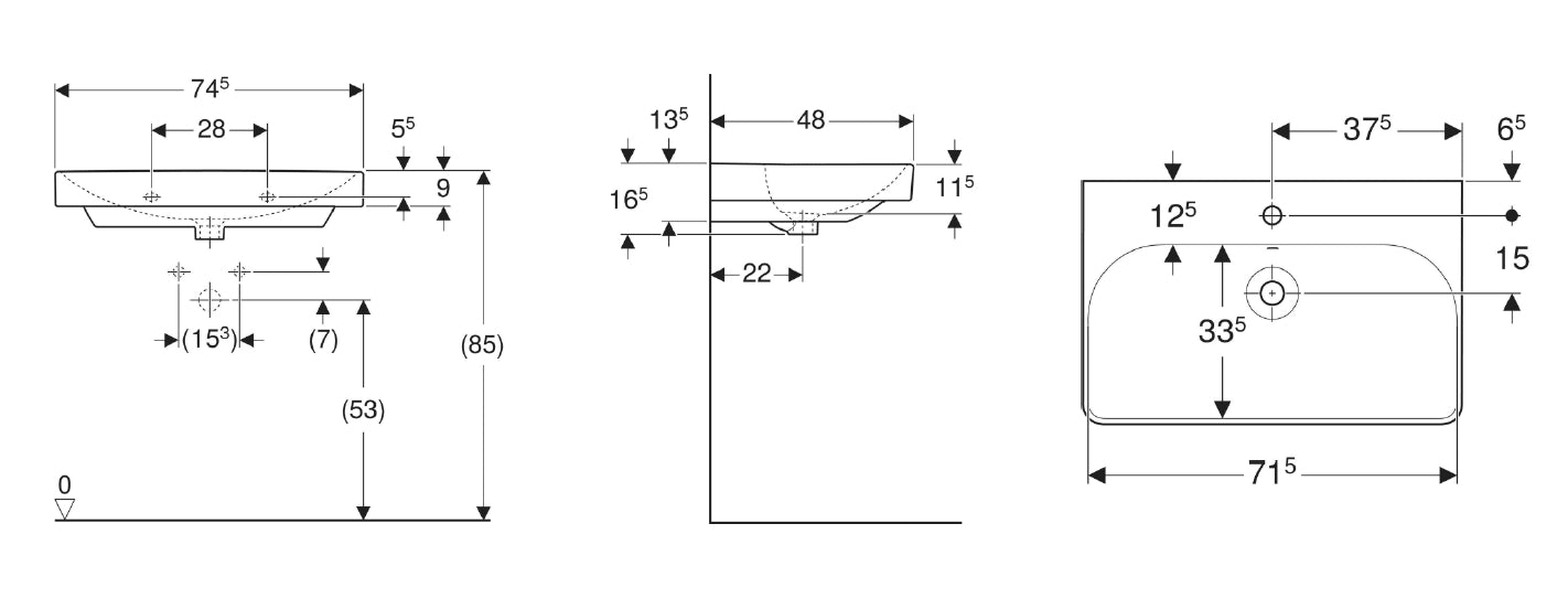 德國 Geberit Smyle 75cm 可壁掛洗手台