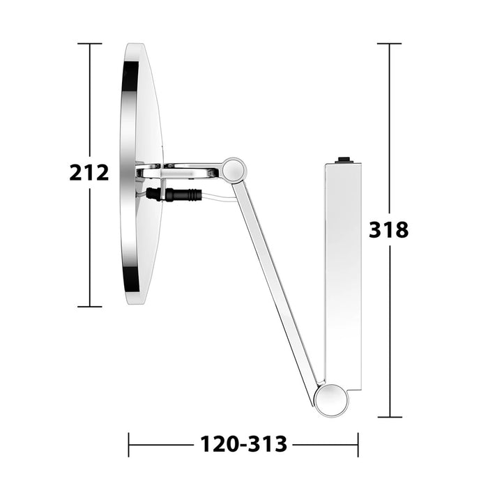 Keuco iLook Move (圓) 伸縮化妝鏡｜LED 燈 - 220V