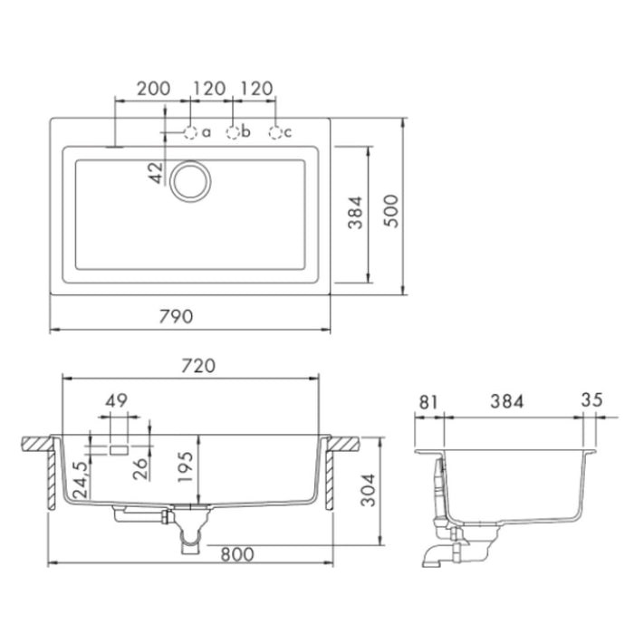 79cm Axor 花崗石水槽｜上嵌、下嵌