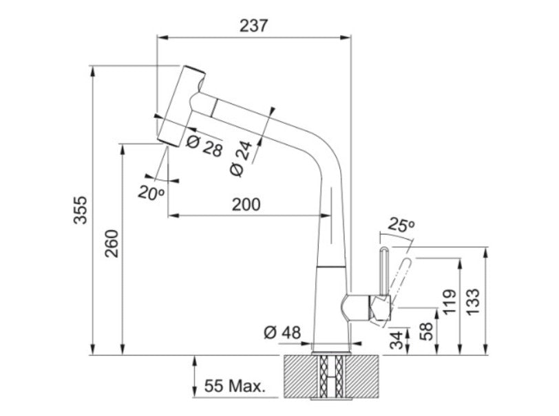 Franke 360° 伸縮廚房龍頭 PT193G