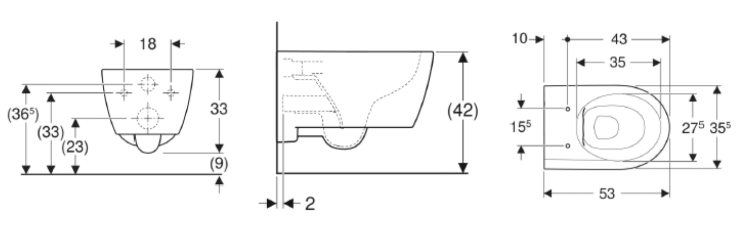 Geberit iCon Rimfree® 壁掛馬桶｜含緩降蓋不含水箱