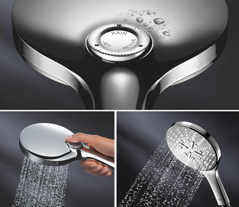 Grohe Rainshower Smartactive 130 蓮蓬頭浴杆組｜方形｜附皂盤