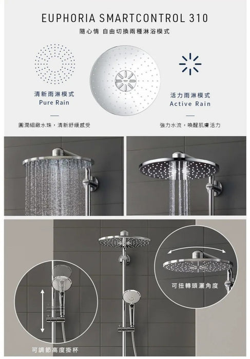 Grohe Euphoria 310 Duo 兩段式恆溫花灑組