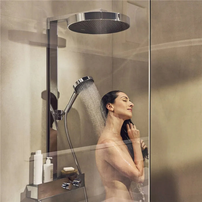 Hansgrohe Rainfinity 360 恆溫淋浴柱｜36cm 花灑｜置物平台 (耐刮烤漆玻璃)