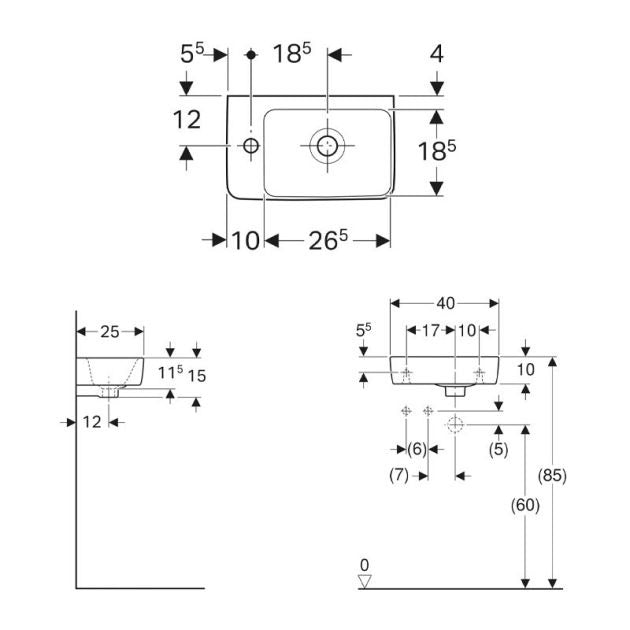 德國 Geberit Renova 40x25cm 小洗手台｜可壁掛