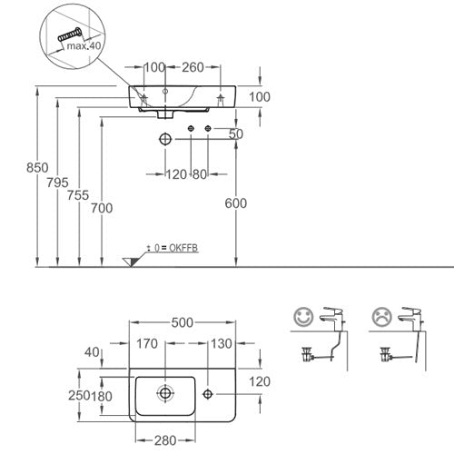 德國 Geberit Renova 50x25cm 小洗手台｜可壁掛