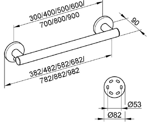 KEUCO｜Plan Care  浴室扶手(60cm) 鉻色