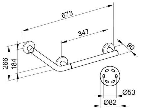 KEUCO| Plan Care 135 ° 左扶手| 亮鉻色