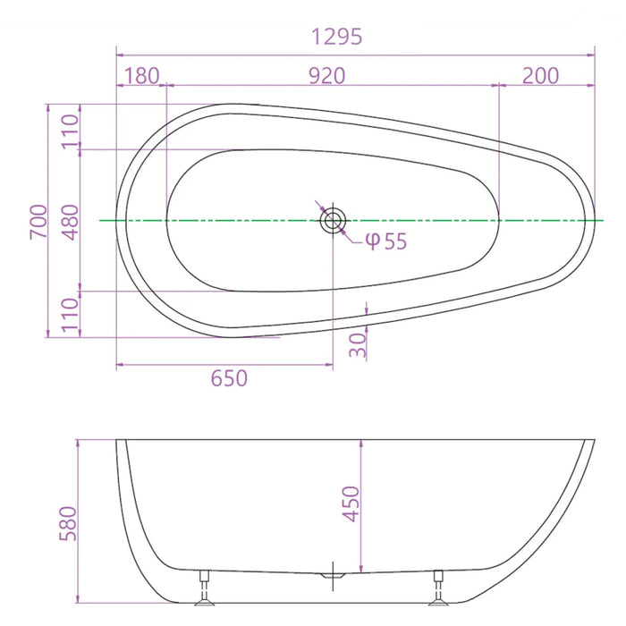 PA-M181 好德壓克力獨立浴缸｜蛋形