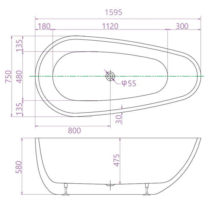 PA-M181 好德壓克力獨立浴缸｜蛋形