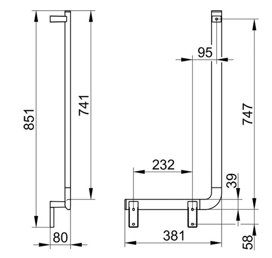 Keuco AXESS 90° 無障礙設計扶手(左/右)｜保時捷設計