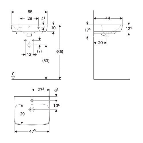 德國 Geberit Selnova 50/55/60/65 cm 洗手台｜可壁掛