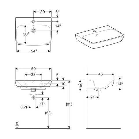德國 Geberit Selnova 50/55/60/65 cm 洗手台｜可壁掛