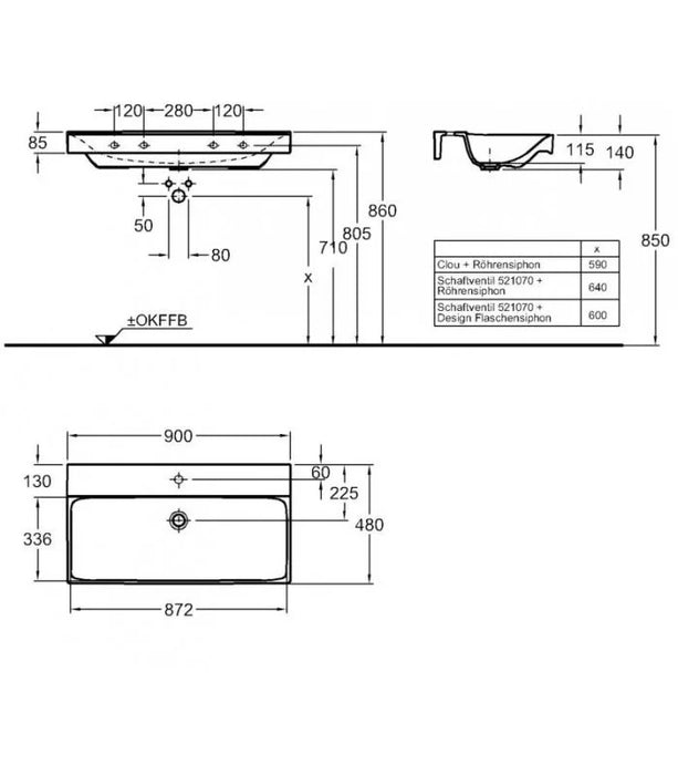 德國 Geberit Xeno² 90cm 可壁掛大面盆