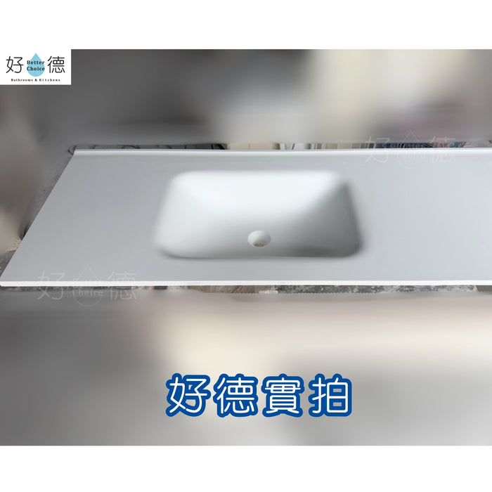 好德訂製 BC90 流線型人造石洗手台｜超薄檯面 一體成型｜交期 2-3週