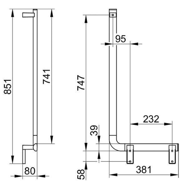Keuco AXESS 90° 無障礙設計扶手(左/右)｜保時捷設計
