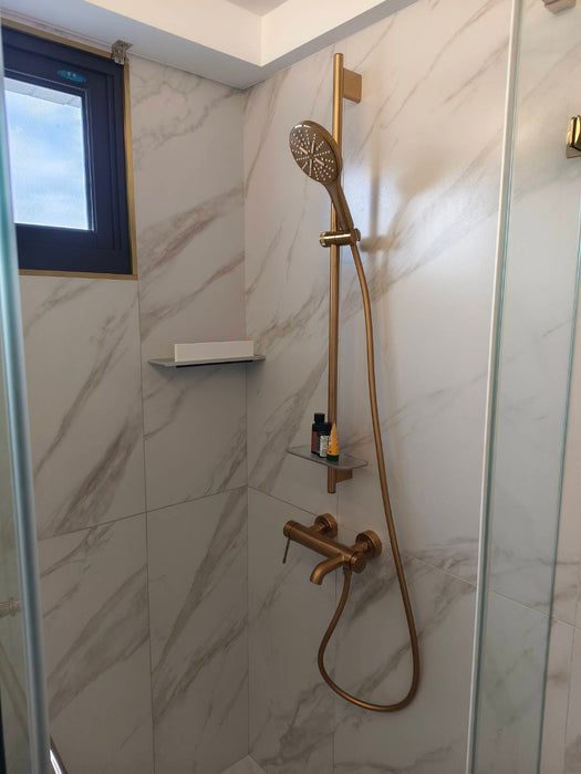 Grohe Essence 外露式龍頭浴桿組｜霧玫瑰金｜下出水