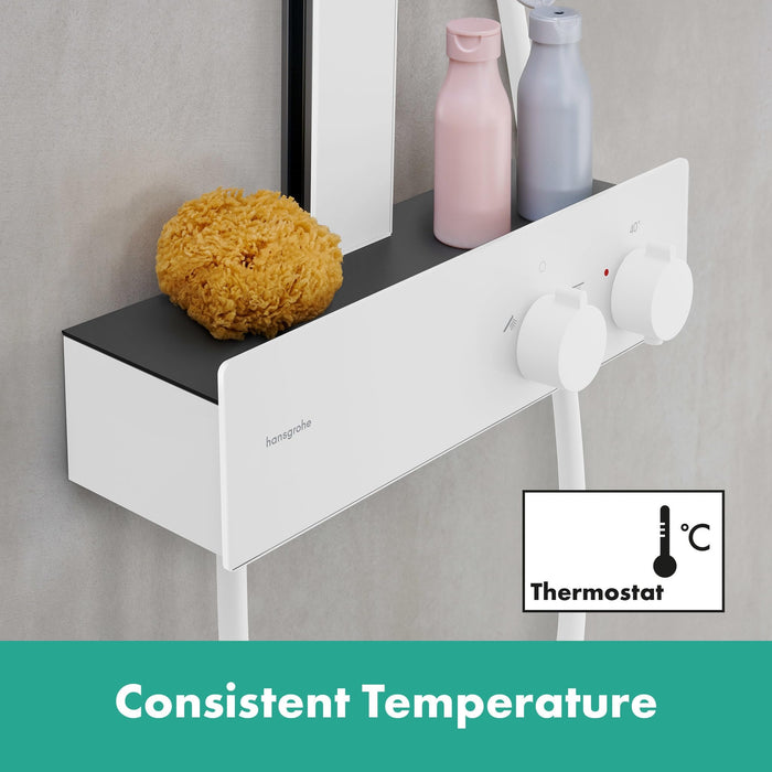 Hansgrohe Rainfinity 360 恆溫淋浴柱｜36cm 花灑｜置物平台 (耐刮烤漆玻璃)