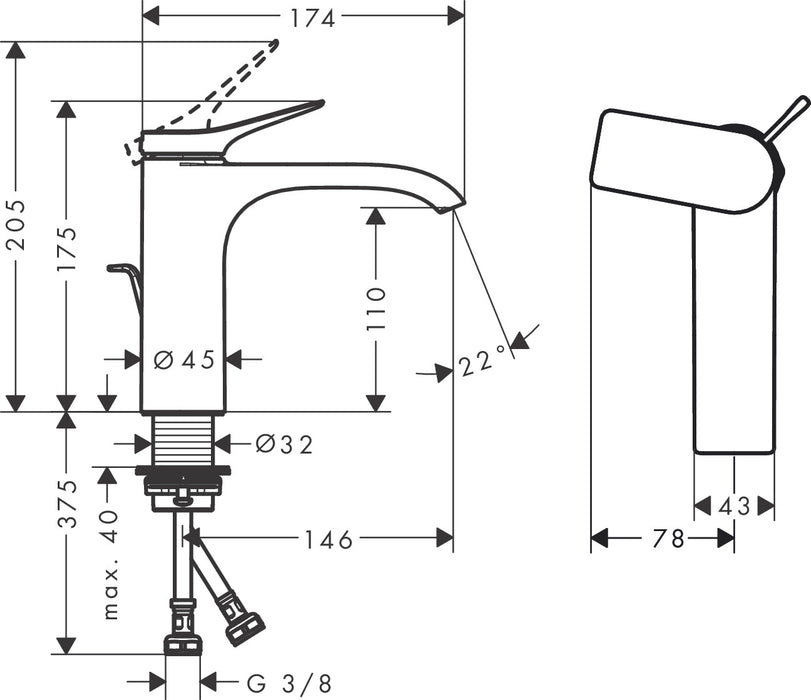 Hansgrohe Vivenis 110 面盆龍頭| 冷啟動 CoolStart