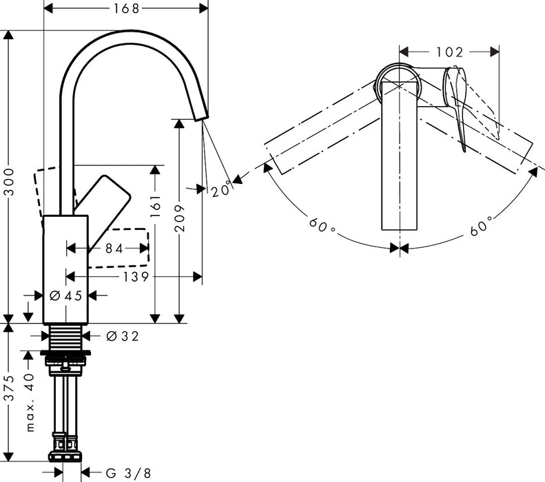 Hansgrohe Vivenis 210 面盆龍頭｜無落水頭