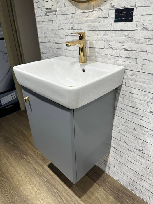 [好德訂製] 莫蘭迪色 單開門防水浴櫃+面盆組｜50-60cm