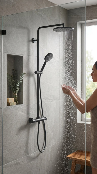Hansgrohe Raindance 240 雨中之舞恆溫花灑柱｜訂製黑色/金色