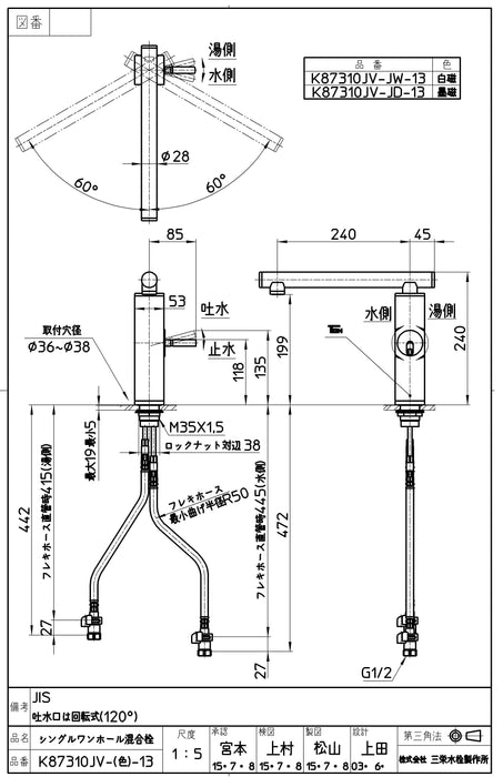 日本 Sanei 黑色陶瓷廚房龍頭｜K87310JV-JD