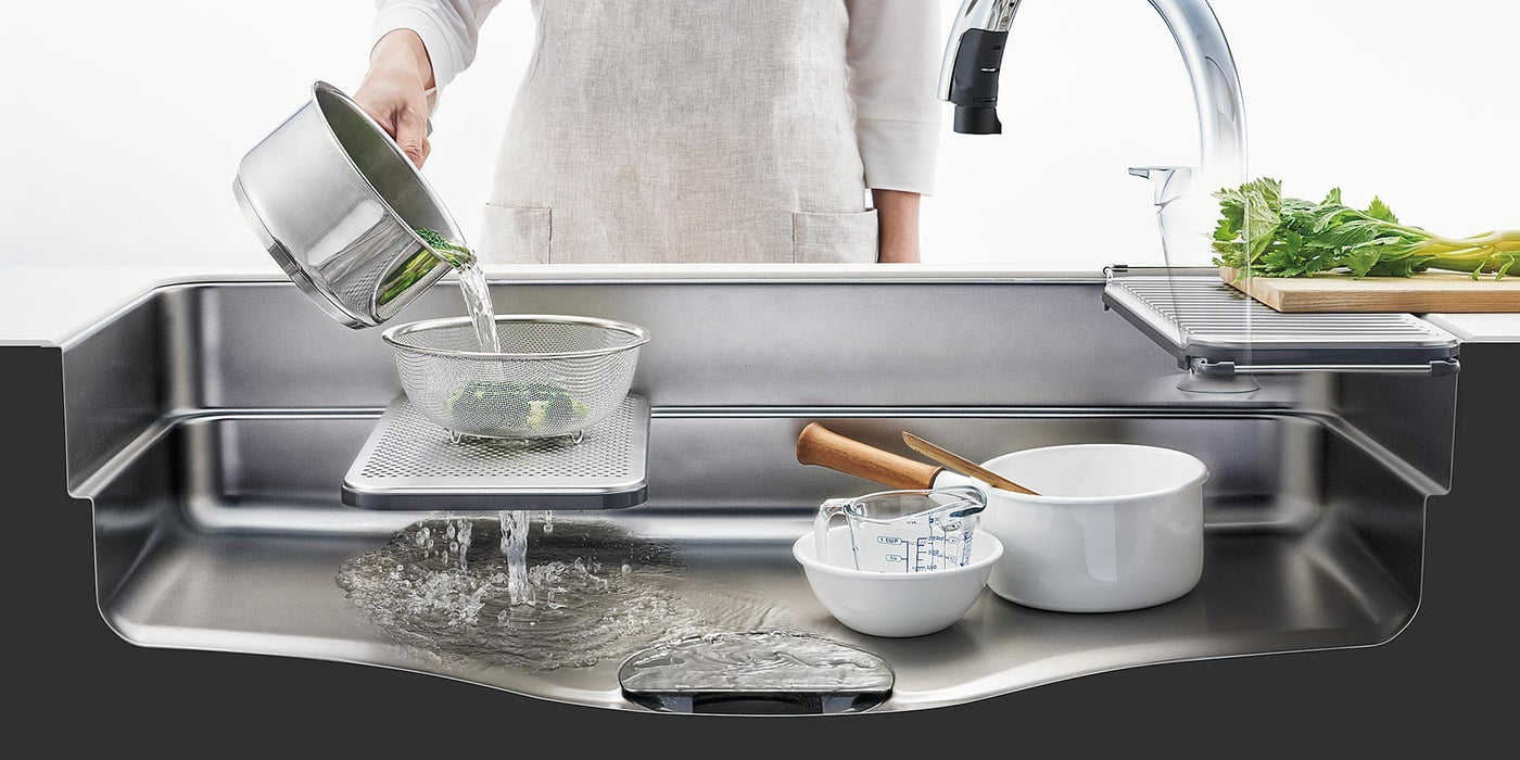 94cm LIXIL 靜音 3D 不鏽鋼大水槽 - AB4壓花款 | 日本原裝