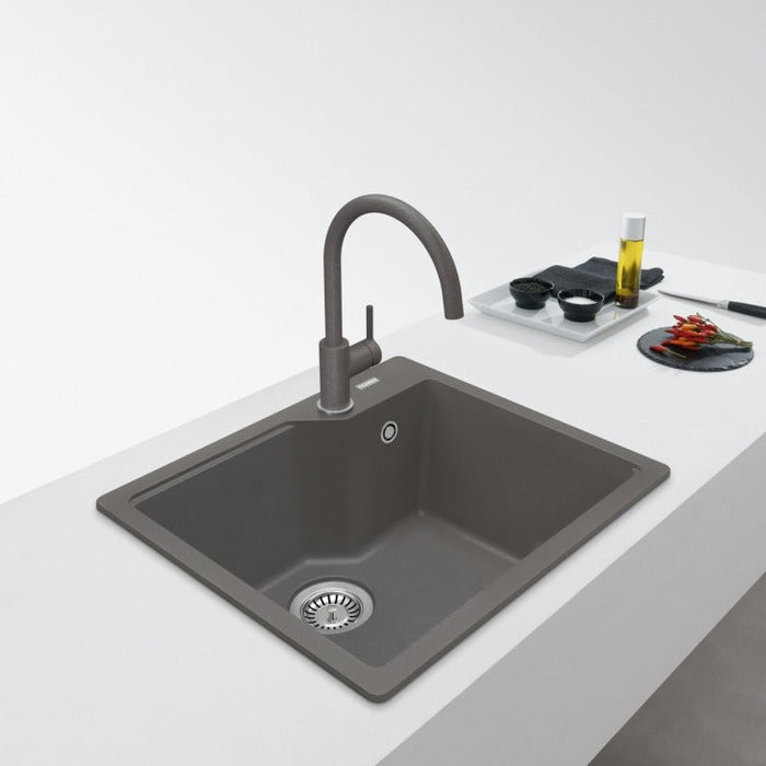 56cm 瑞士 Franke 花崗岩水槽(上嵌安裝)｜耐高溫280度，抗刮不吃色