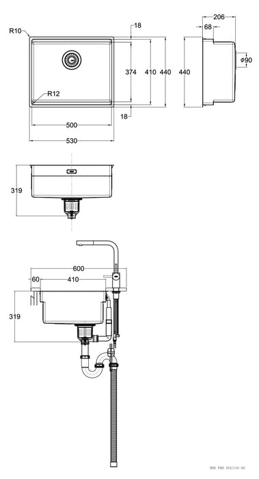 53cm Franke Box系列 3D不鏽鋼水槽(大全配4件組)｜BXXP 210-50