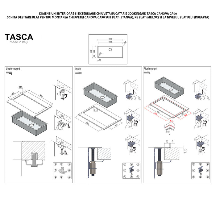 94cm 義大利原裝 TASCA 不鏽鋼廚房水槽