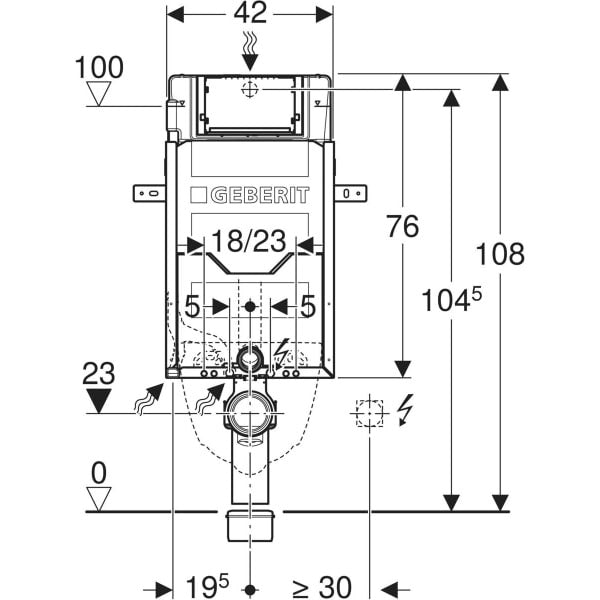 Geberit Kombifix 半框 12cm 壁掛馬桶隱藏式水箱｜含沖水面板