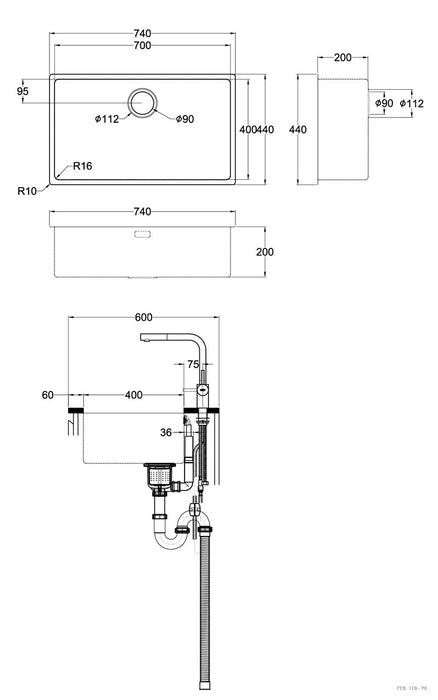 74cm Franke Maris晶亮系列 不鏽鋼廚房水槽｜FEX 110-70 <下單送配件>