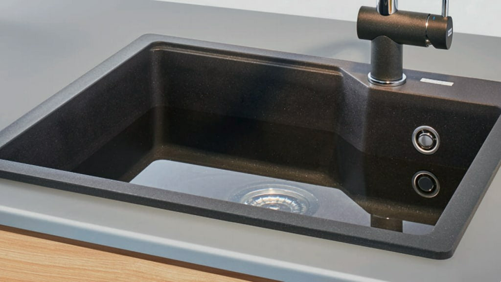 56cm 瑞士 Franke 花崗岩水槽(上嵌安裝)｜耐高溫280度，抗刮不吃色