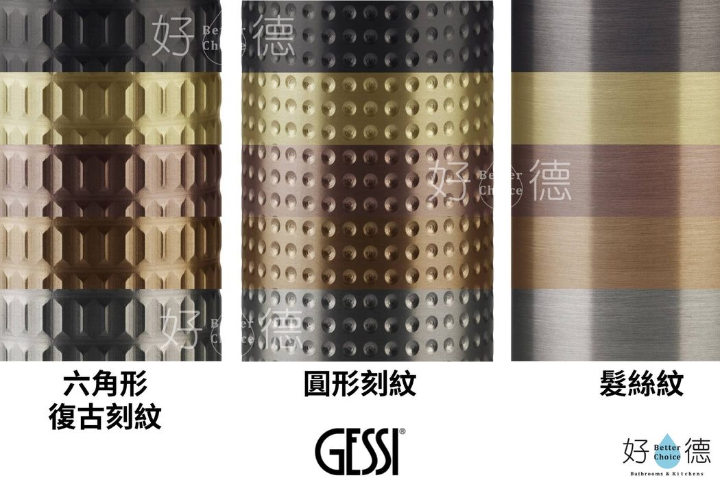 義大利 Gessi 316不鏽鋼伸縮廚房龍頭｜六角形復古紋 60012