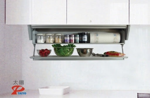 日本 TAIYO 隱藏式收納盒｜雙層 60/90cm｜調味料罐收納