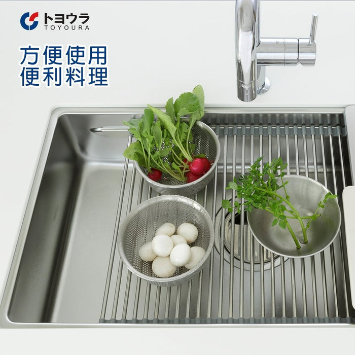 TOYOURA 不鏽鋼瀝水置物捲簾｜水槽用碗盤架 | 日本原裝