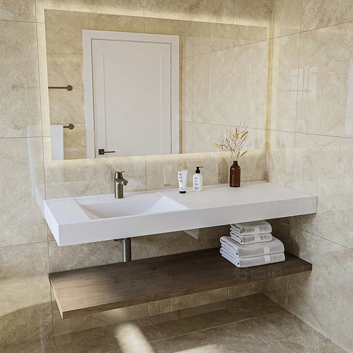 好德訂製 BC S60 人造石台上盆｜一體成型大檯面｜交期 3-4 週