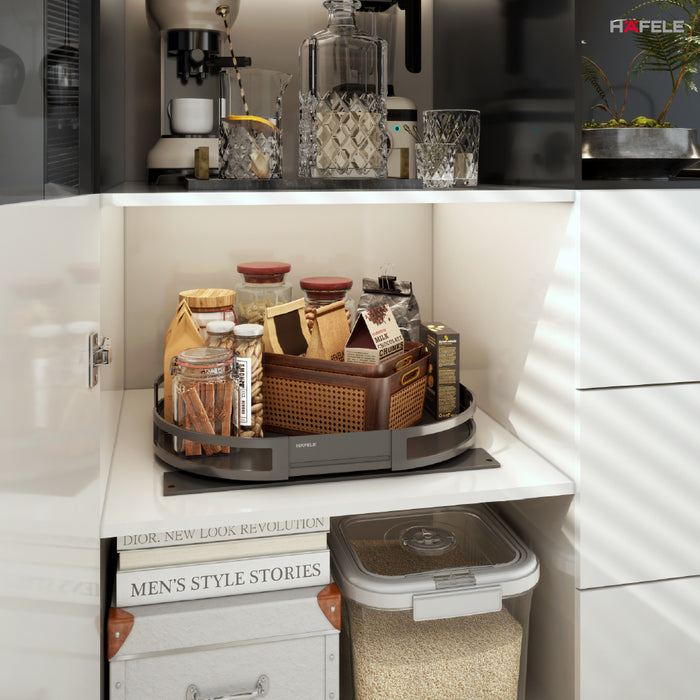 德國 Hafele TurnMotion 360°旋轉收納盤｜承重20kg｜高櫃取物神器