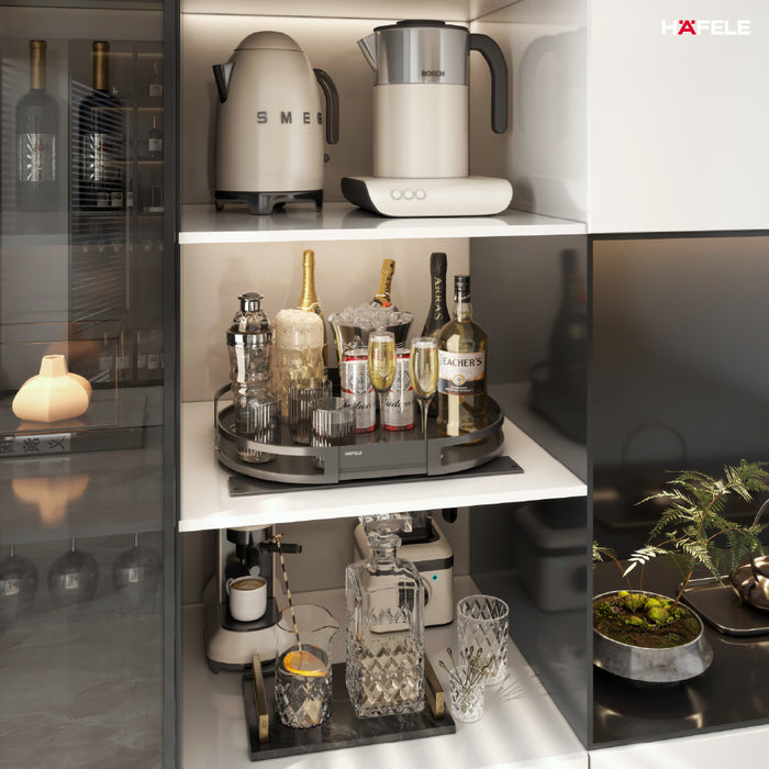 德國 Hafele TurnMotion 360°旋轉收納盤｜承重20kg｜高櫃取物神器