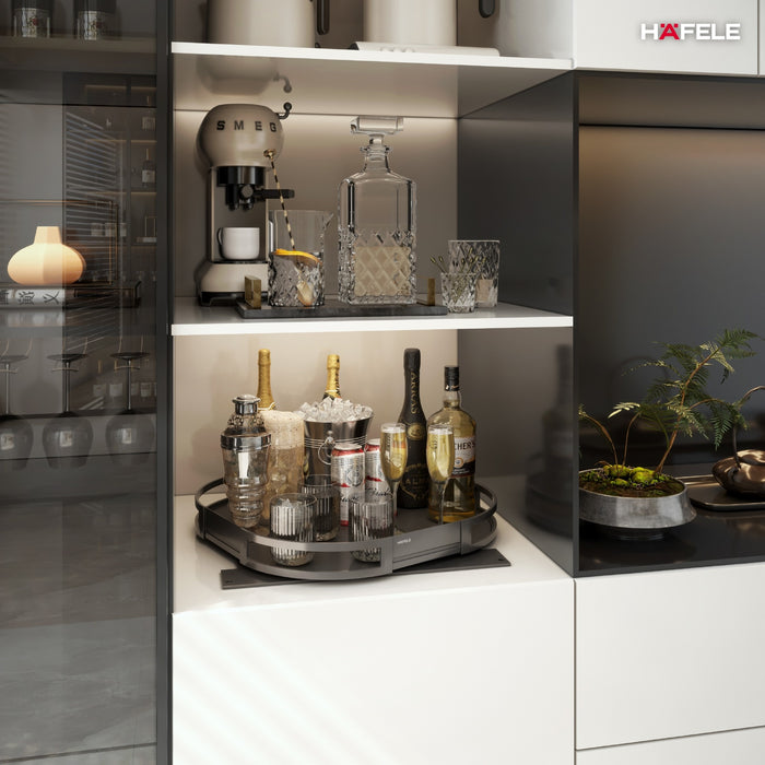 德國 Hafele TurnMotion 360°旋轉收納盤｜承重20kg｜高櫃取物神器