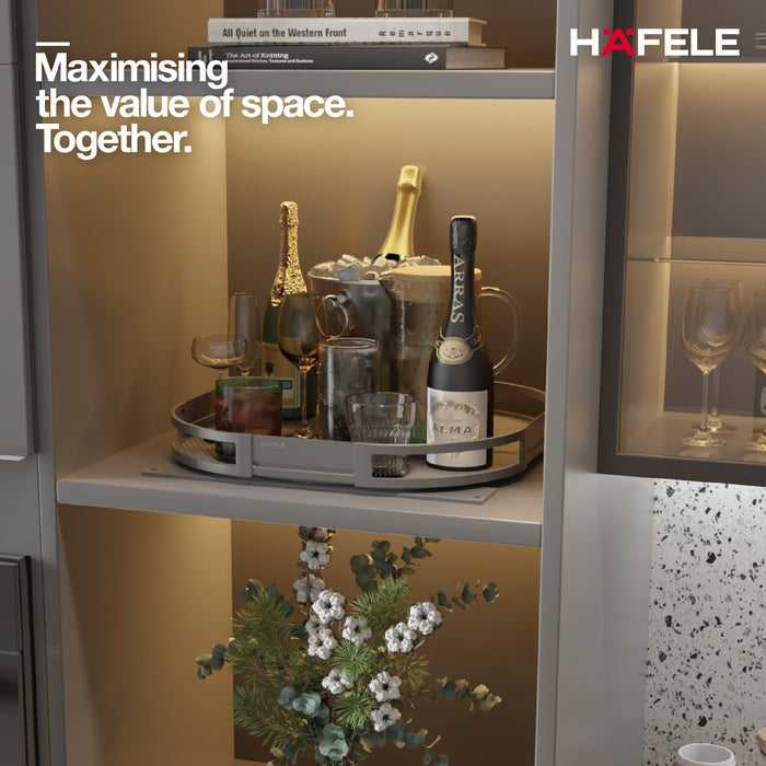 德國 Hafele TurnMotion 360°旋轉收納盤｜承重20kg｜高櫃取物神器