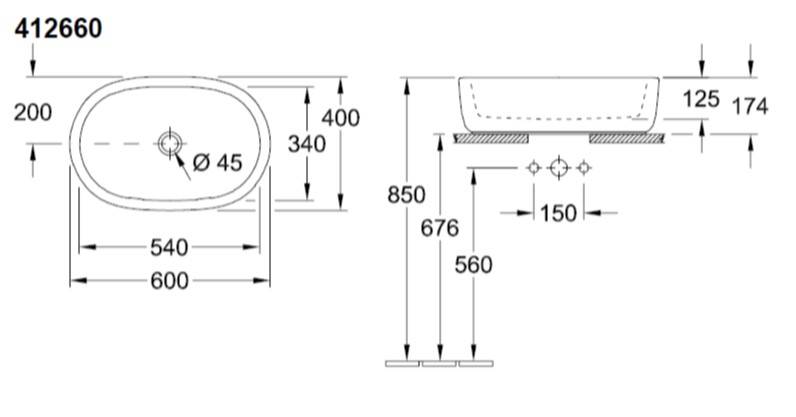 德國 Villeroy & Boch 60cm 橢圓形台上盆 - 限台中以北