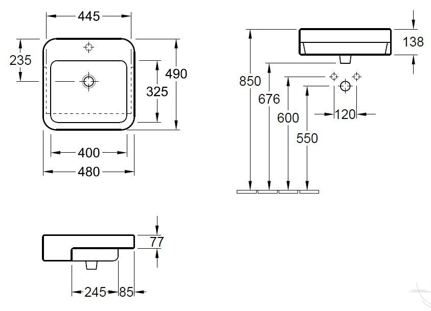 Villeroy & Boch Lunea 48cm 半嵌台上盆 - 限台中以北